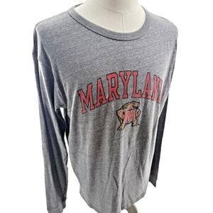 League Maryland Terrapins Long Sleeve Tee Shirt Grey Mens Large New
